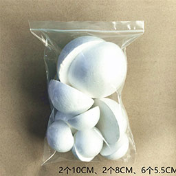 儿童手工制作模型配件白色袋装泡沫球圆形椭圆形锥体形状套装
