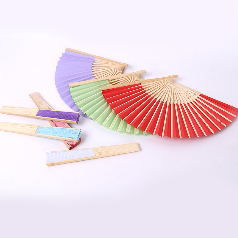 彩色竹制折扇便携式折叠扇子 学校儿童DIY绘画折扇
